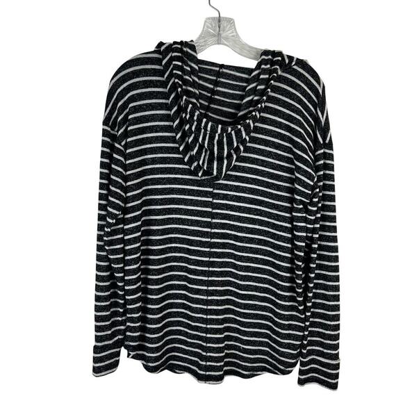 Market & Spruce Womens Striped Hoodie Sweater Size Medium Kalloon Brushed Knit - Picture 3 of 7